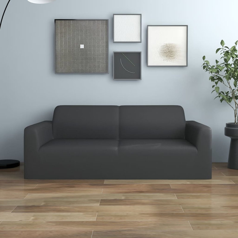 Box Cushion Loveseat Slipcover,  Anthracite