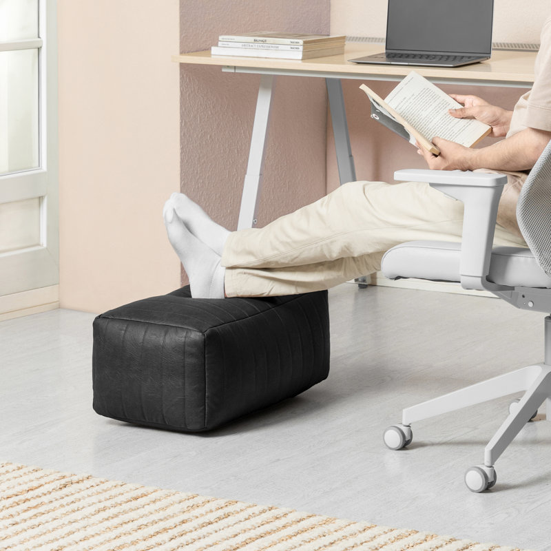 Repose-pieds Adelene Jae Florence - 20 x 12 x 10, Simili cuir, Noir