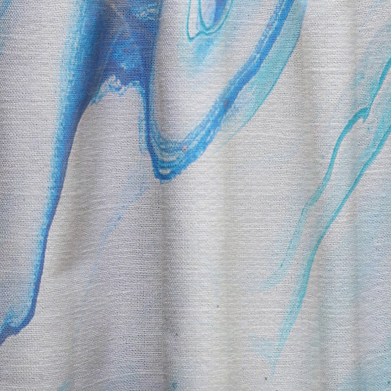 Bleu et blanc liquide Art Waves I - rideau en velours moderne - obscurcissant - 1 panneau