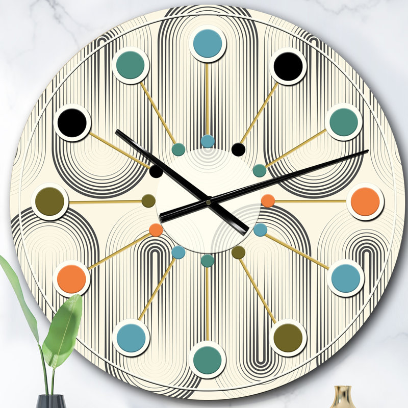Horloge murale rétro Mid-Century, Surdimensionné