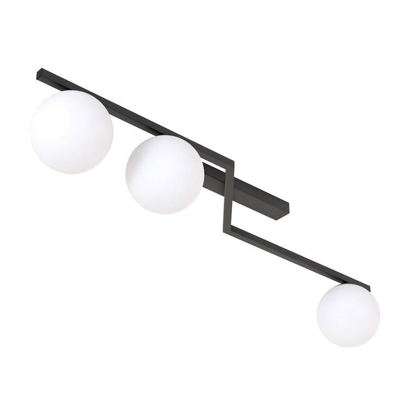 Glass Flush Mount, White, 3 Lights