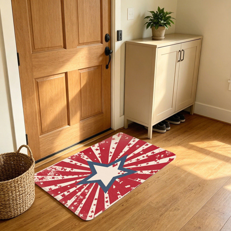 Tapis d'entrée rouge et blanc Starburst