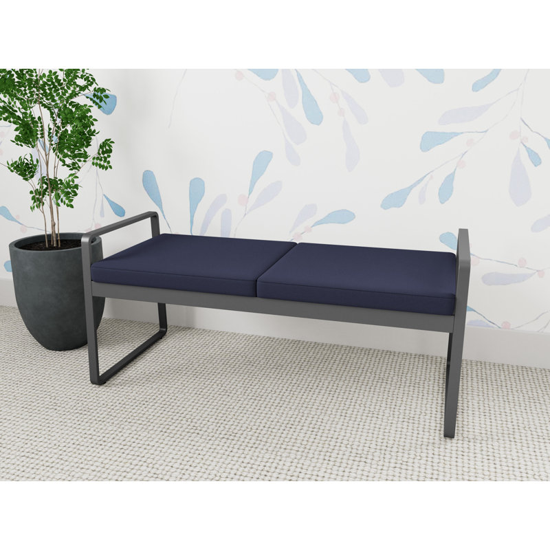 Banc en métal Gansett, Bleu marine Visite Libre - Tissu uni, Gris anthracite