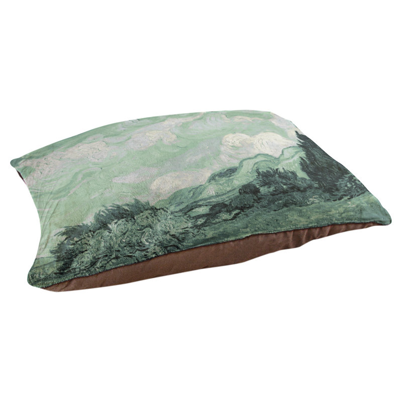 Coussin de concepteur indigo wheatfield avec blé cyprès Burk, L 32,5 po x l 42,5 po, Vert / brun foncé