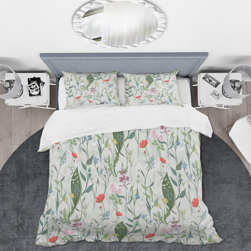 Herbes et fleurs sauvages - Ensemble de housse de couette traditionnel - Microfibre de polyester