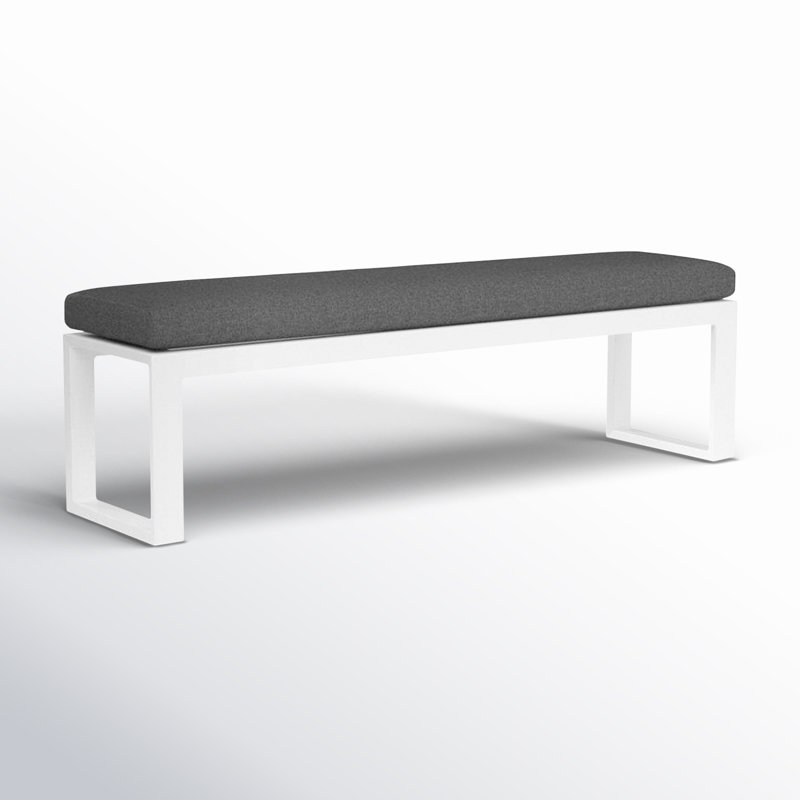 Newport Outdoor Dining Bench, Spectrum Carbon Sunbrella® Plainweave