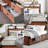 Bed Frame with Storage Headboard, 12 Drawers & RGB LED Lights, Metal Platform with Noise-Free Non-Slip Slats, Strong Support No Box Spring Needed, Built-in Charging Station-179013896-179013899
