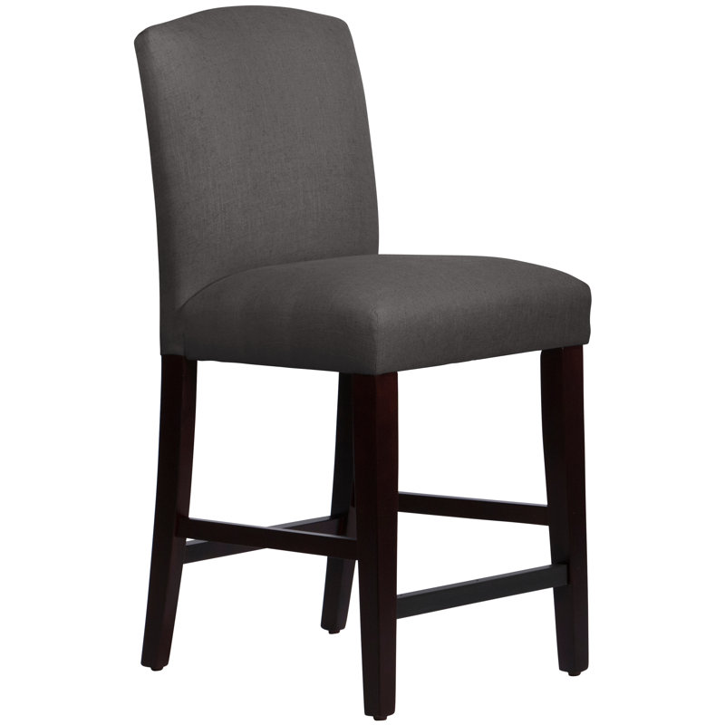 Tabouret de bar et de comptoir April, Tabouret de comptoir (siège d'une hauteur de 26 p, Lin ardoise classique, Espresso