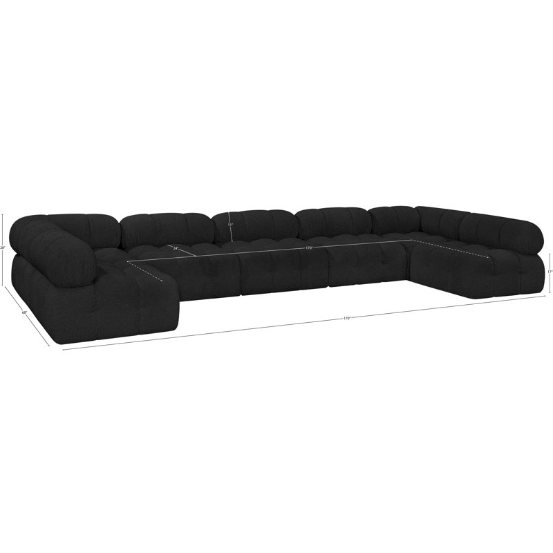 Canapé modulaire 170 po Ames, Tissu bouclé noir