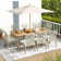 Cadencia 9-Piece Natural Wood Grain Aluminum Patio Dining Set With Rectangular Table And Washable Light Gray Cushions