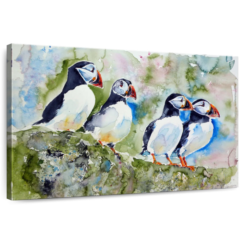The Puffins On Stone I, 26" H x 39" W
