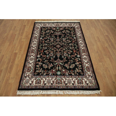 Elegant Black Agra Oriental Rug 4x6