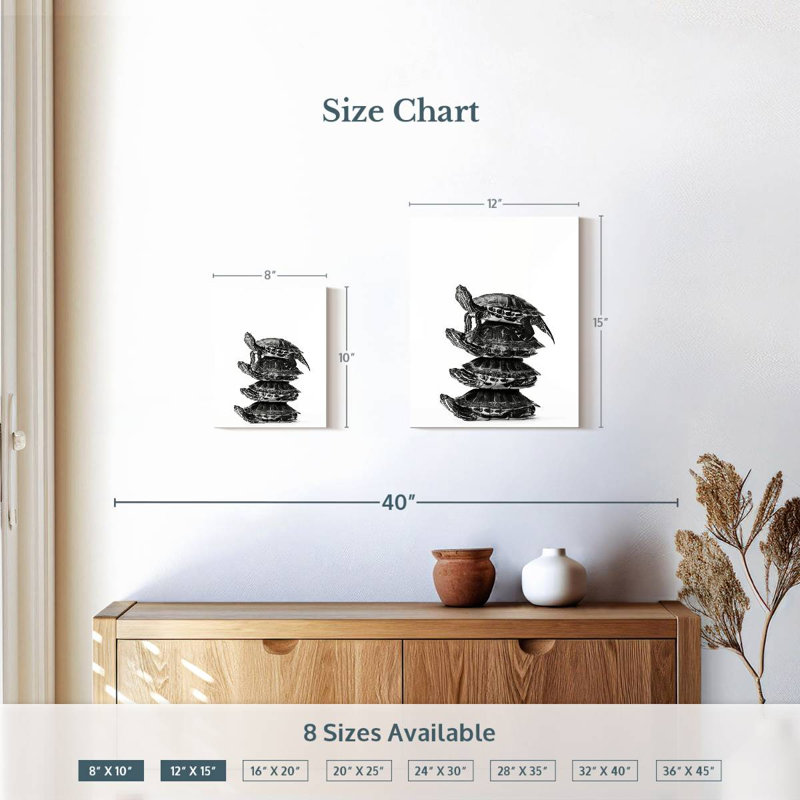 «Stacked Four Turtles», reproduction sur toile tendue, H 10 po x l 8 po x P 1 po