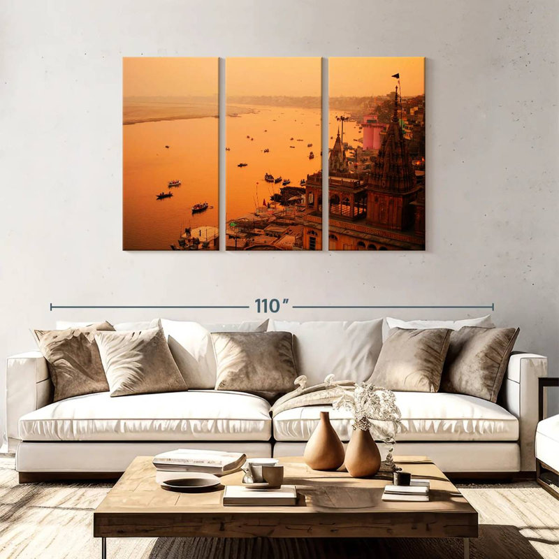 Sebbie Hazy Varanasi Sunset, H 48 po x l 74 po