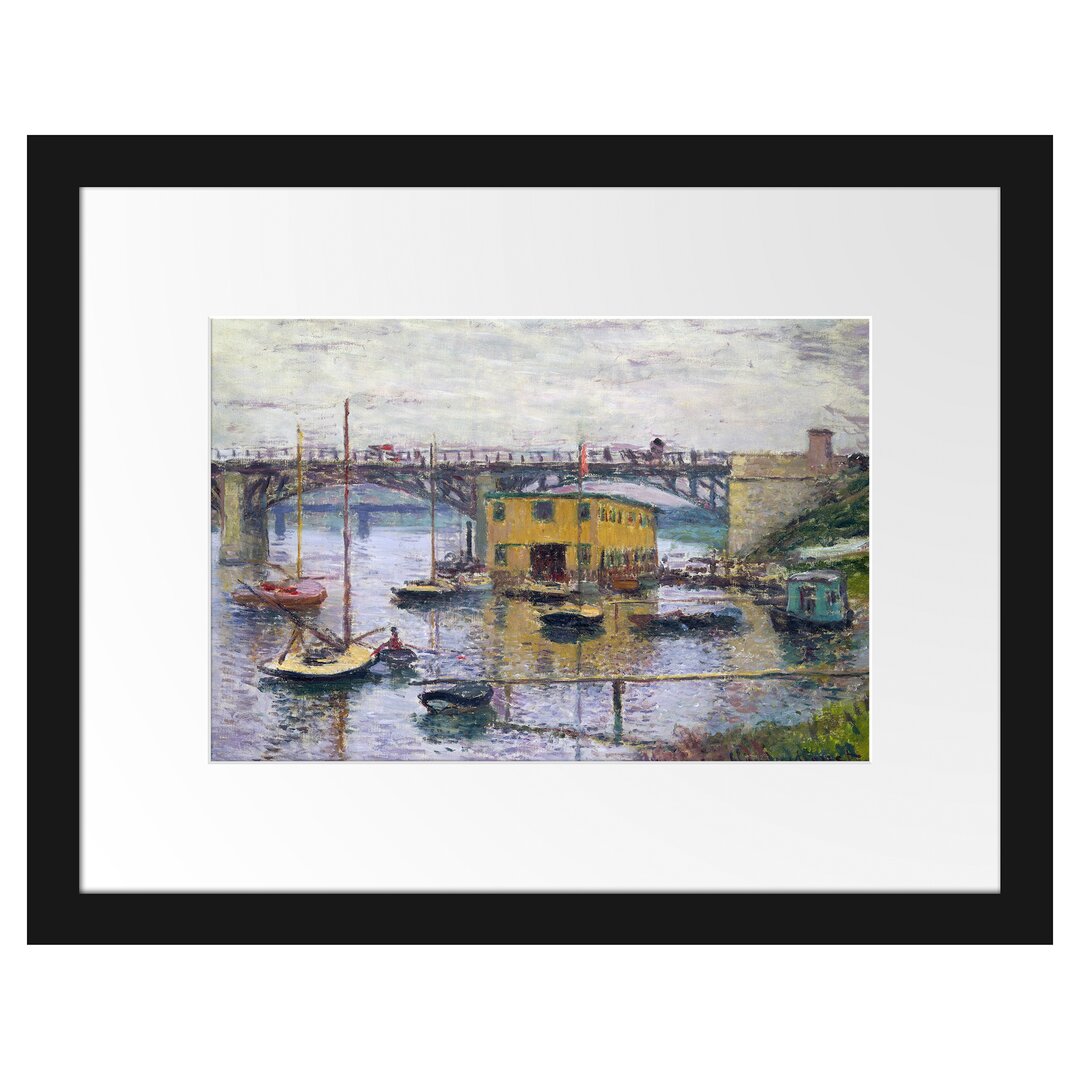 Gerahmtes Plakat Brücke bei Argenteuil auf einem Grau von Claude Monet