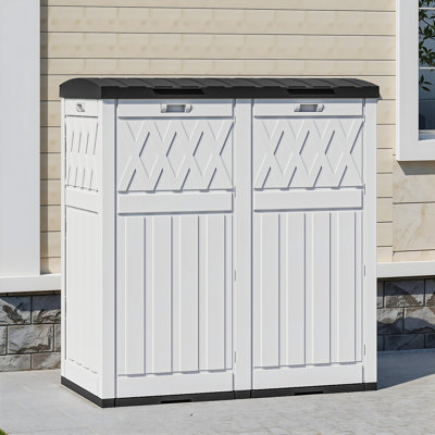 Plastic Manual Lift Outdoor Trash/Recycling Bins - 61 Gallons
