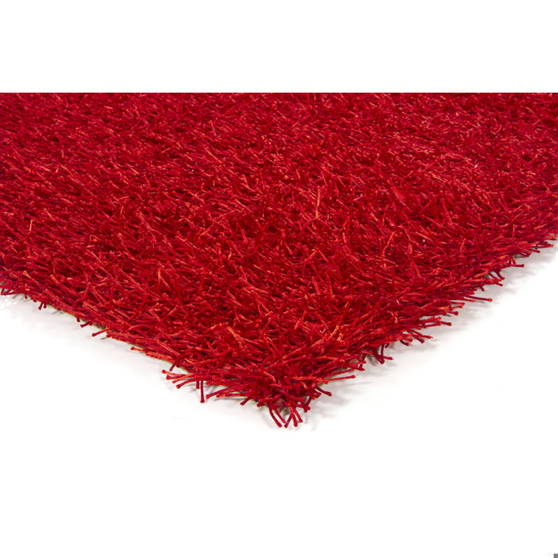 Heston Authentic Hand Woven Handmade Red Modern Abstract Polyester Shag Area Rug
