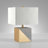 Severin 18.5" Tall Gold-Dipped Concrete Table Lamp with Fabric Shade in Gold and Concrete/White
