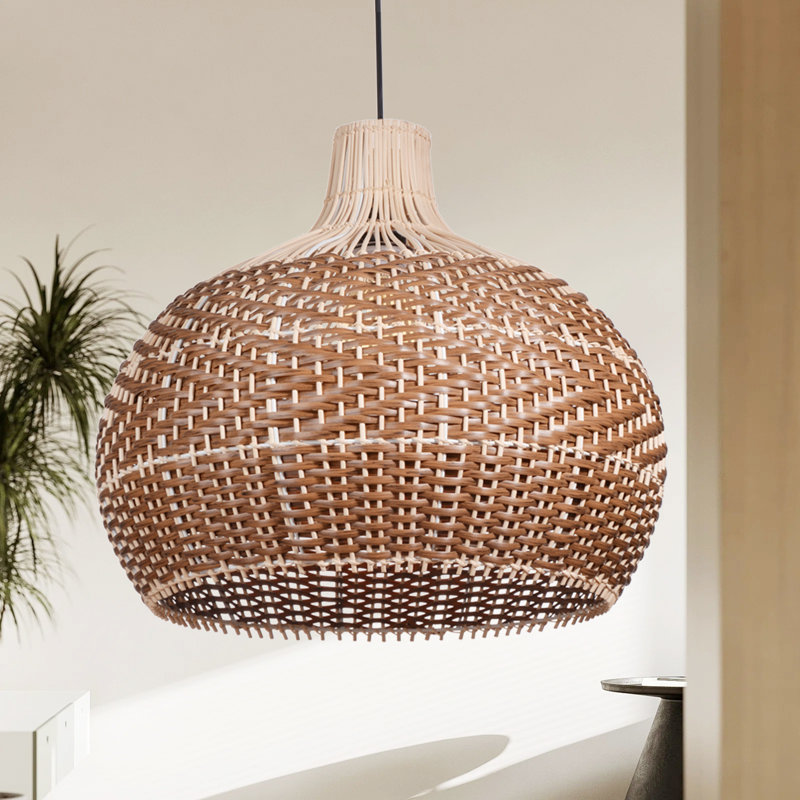 Luminaire suspendu en forme de dôme naturel à 1 lumière Faringdon, H 15,7 po x l 15,7 po x P 15,7 po