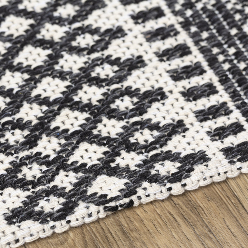 Tapis gris anthracite / crème Capen Southwestern, Rectangle 6 pi 7 po x 9 pi