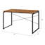 Bureau d'écriture industriel en bois massif, base en métal, teinte noir et chêne, bibliothèque de bureau, largeur de 47,88 po, profondeur de 21,82 po, hauteur de 27,84 po, poids de 25,75 lb, plateau en bois, structure ouverte, classeur,