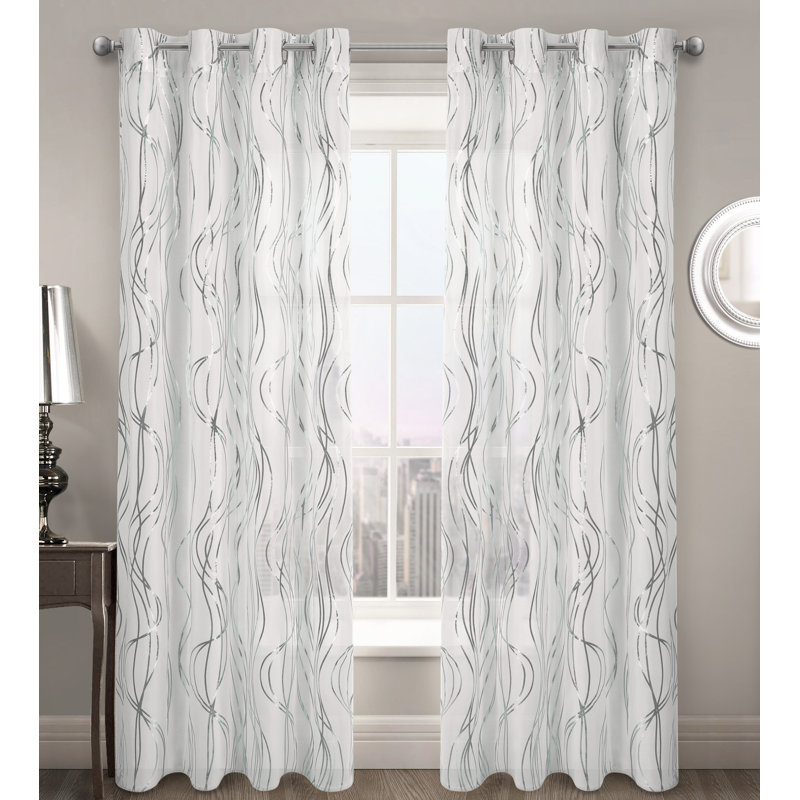 Anvay Polyester Standard Curtain Panel, Silver