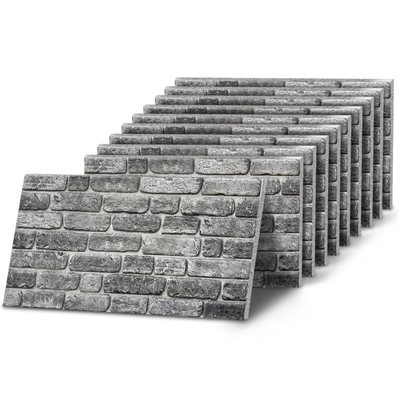Panneau mural simple effet brique rustique gris, Gris