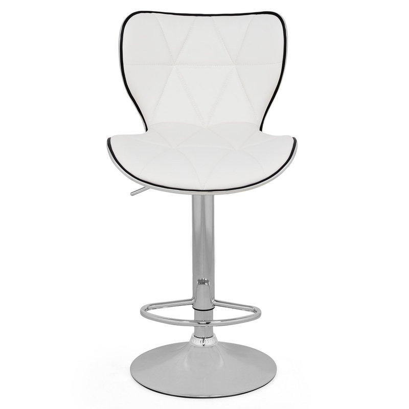 Swivel Upholstered Adjustable Height Counter Stool, White