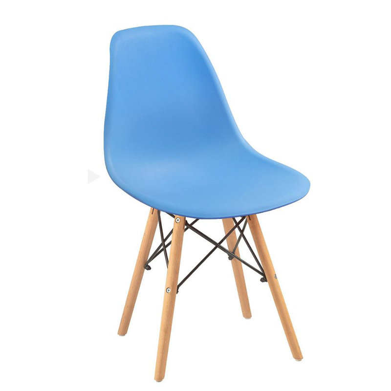 Paris Colored Dining Chair With Natural Wood Legs, Blue