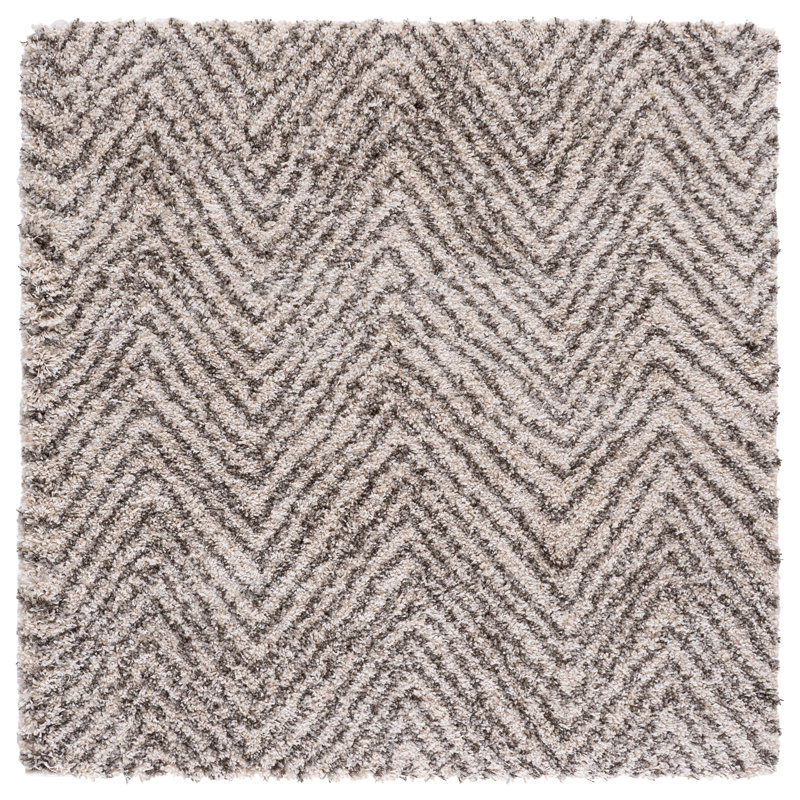 Adessa Shag Performance Chevron Rug, Square 7'