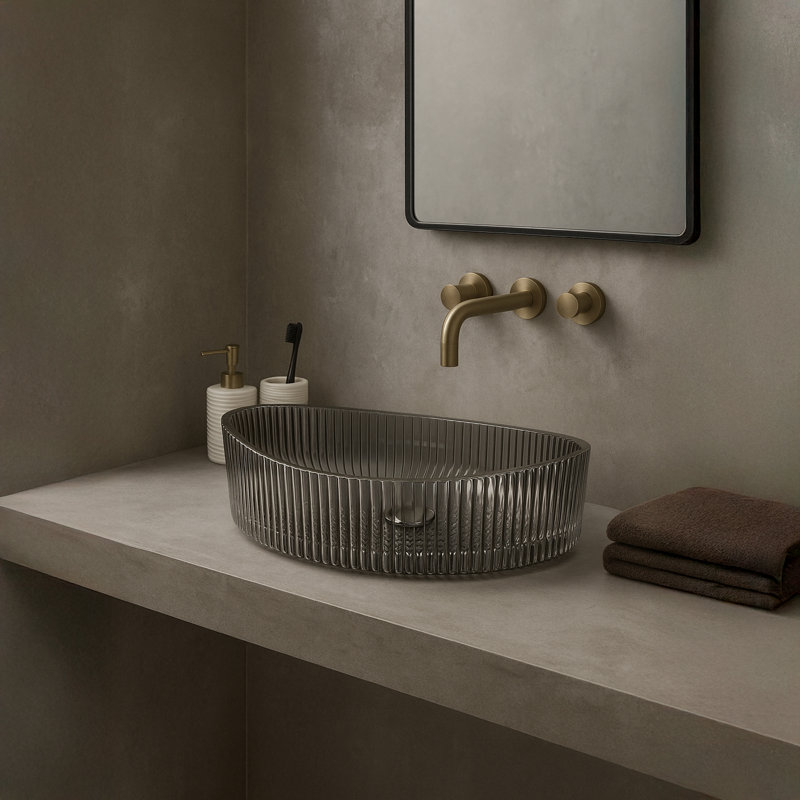 Lavabo vasque en verre 20 po Serenity, Noir