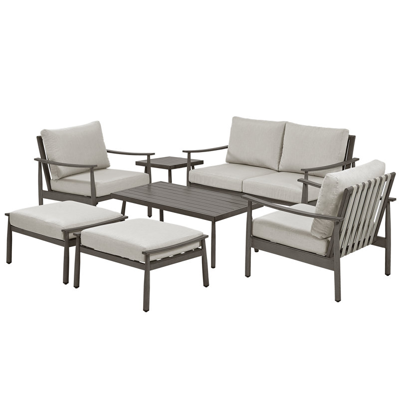 Mariene 4 - Person Patio Conversation Set with Cushions, Gray, Gray