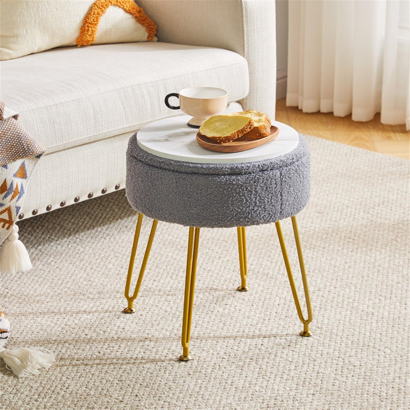 Ahilan Metal Accent Stool, Grey