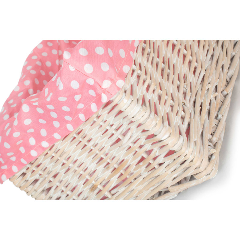 Spotty Lined Storage Wicker Basket, 19cm H x 37cm W x 24cm D