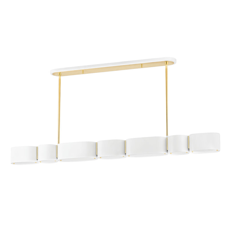 Opal 7 Light Linear, Soft White/Vintage Brass, White