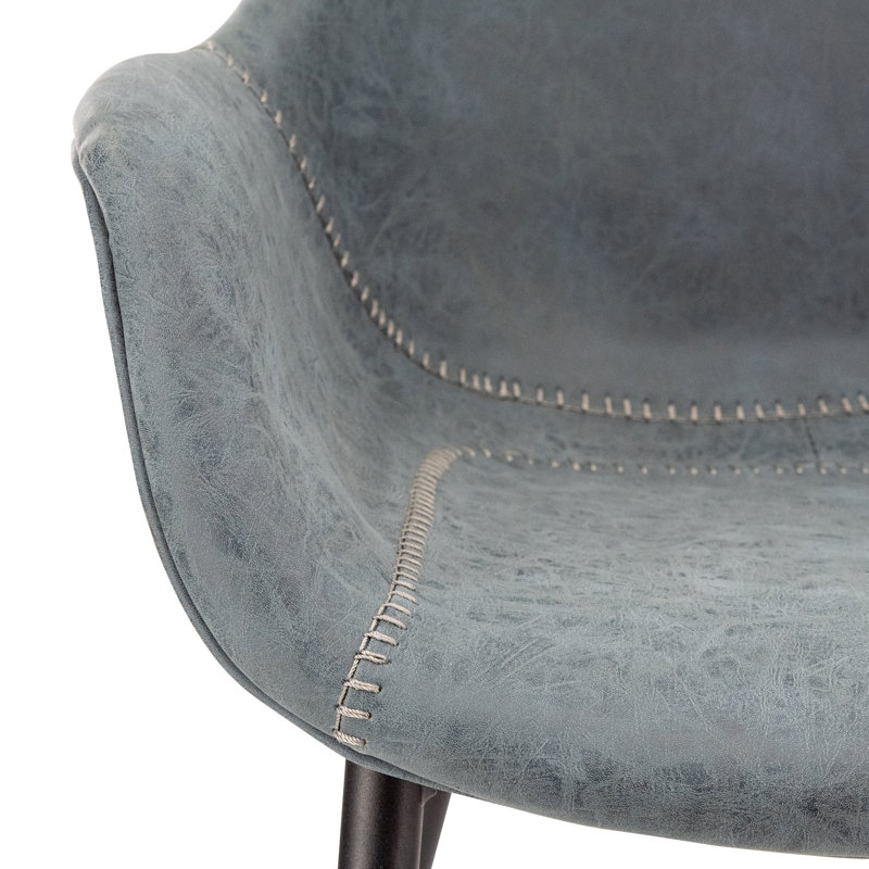 Haglund Leather Dining Chair with Powder-Coated Iron Legs Accent Side Chair Foam Padded Seat Versatile Kitchen Chair for Modern Home and Kitchen