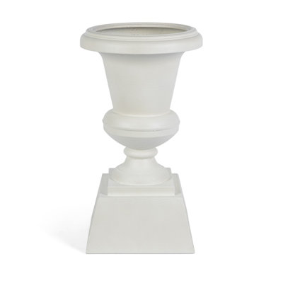 Aged Metal Entry Urn, Soft White