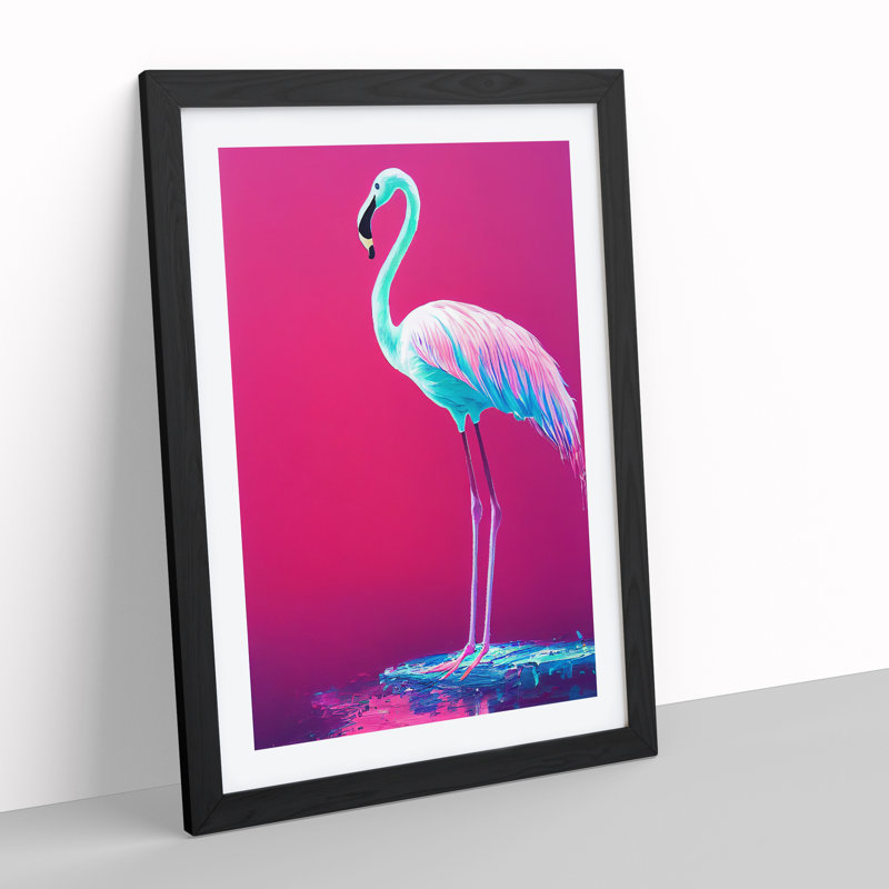 Neon Flamingo - Wall Art, Black, 64cm H x 46cm W x 2cm D