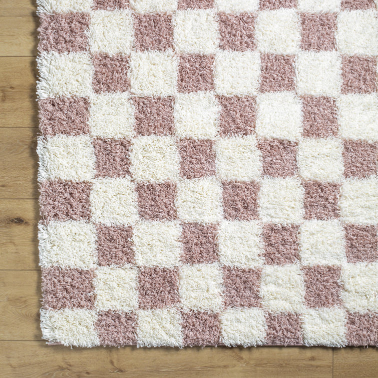 Tapis en polypropylène à carreaux rose Rafe