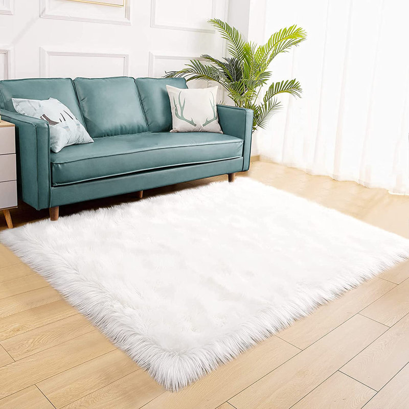 Hagel Faux Sheepskin Indoor Rug, Rectangle  6' x 9'