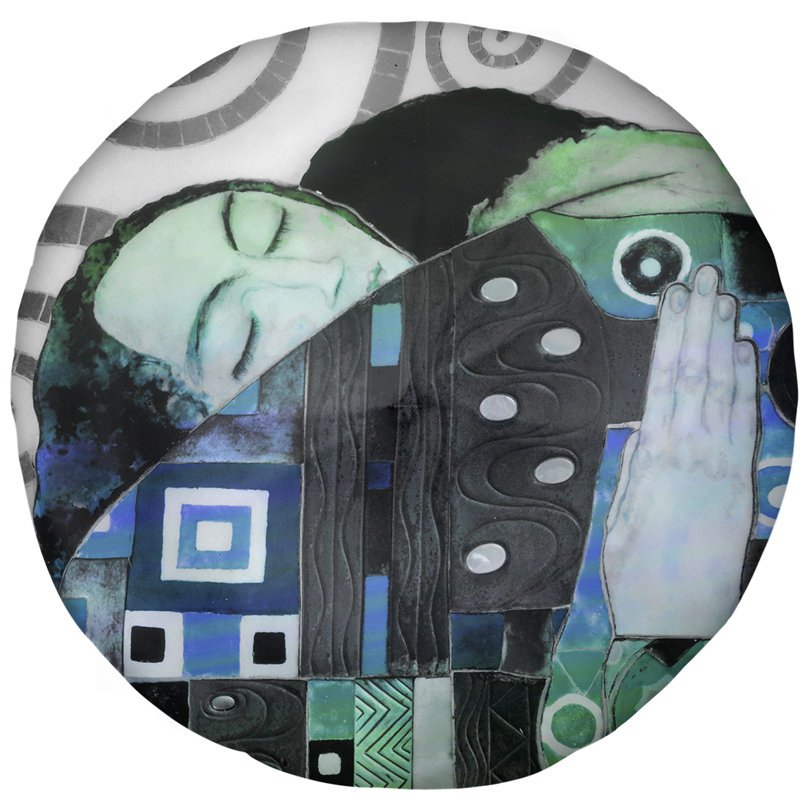 Coussin de plancher gustav klimt,, 27,5 po x 55,5 po, Bleu / dégradé vert