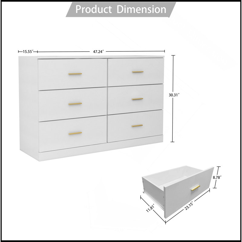 Commode polyvalente à 6 tiroirs pour la chambre à coucher - Solution de rangement élégante et spacieuse