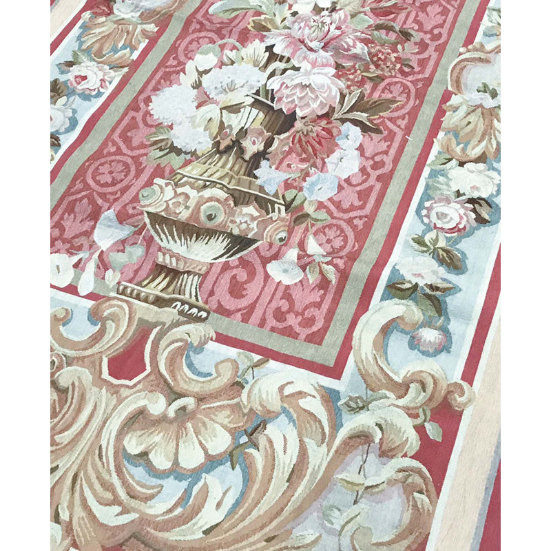 Hand-Knotted High-Quality Pink and Blue Runner