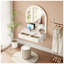 Coiffeuse murale suspendue avec miroir DEL et prise électrique, table de toilette en bois d'ingénierie blanc avec tiroirs de rangement