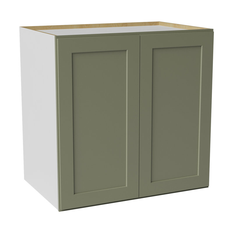 Armoire de cuisine en bois massif prête à assembler, 36", 36", Vert sauge