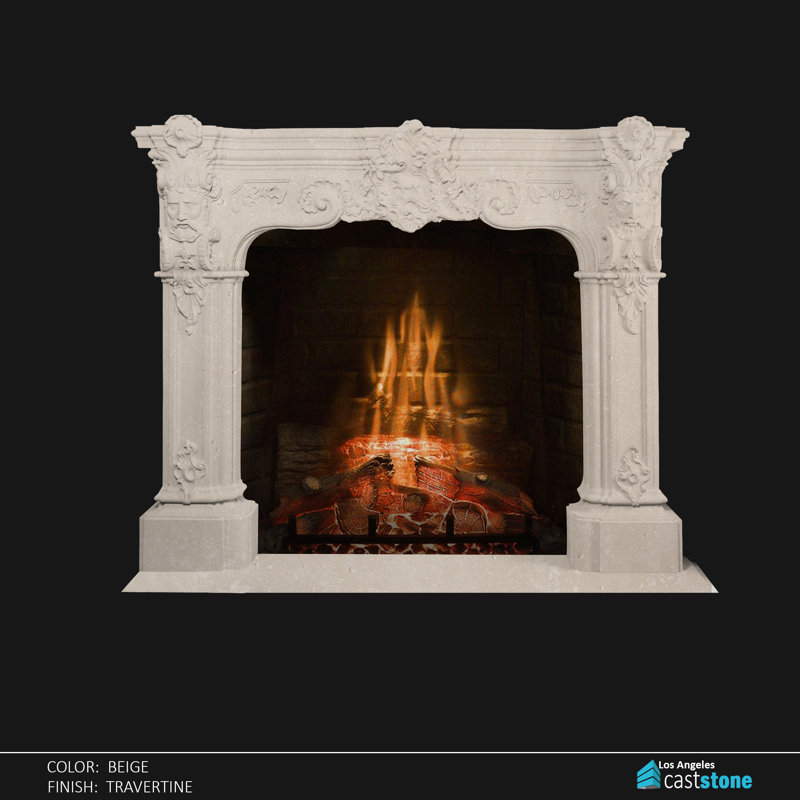 Homeros Fireplace Surround, Beige Travertine