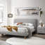 Table de chevet rembourrée Grey Boucle - 2 tiroirs, rangement pratique pour les meubles de chambre à coucher avec tiroirs