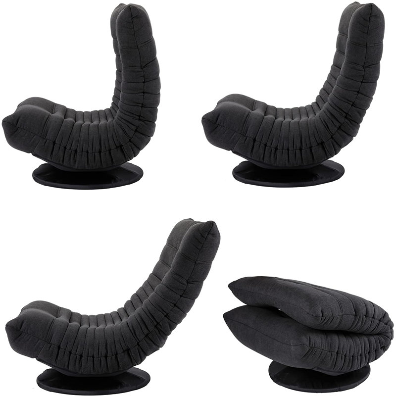 Charcoal Memory Foam Swivel Floor Chair with Adjustable Back