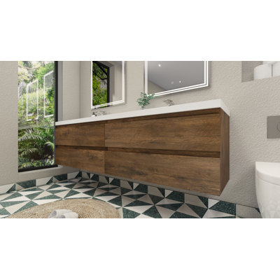Ensemble de meuble-lavabo double mural 84 po Amahia