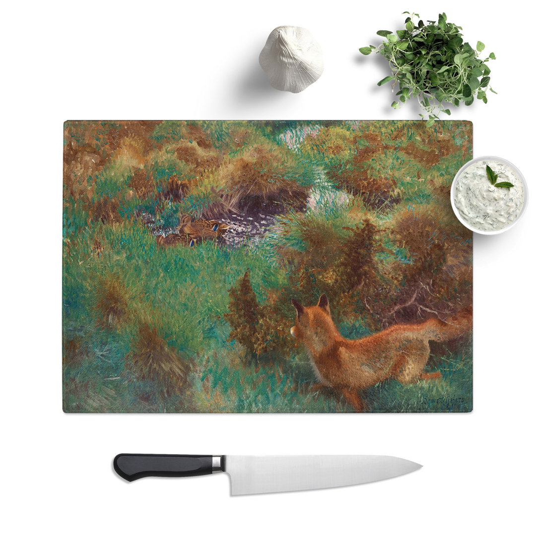 Fox Stalking Wild Ducks by Bruno Liljefors Chopping Board